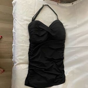 Black rouched halter swim suit